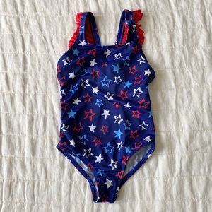 Land's End Red White and Blue Star One Piece Swimsuit Size 3T